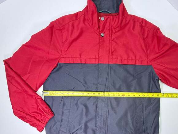 Perry Ellis Portfolio Men's Microfiber Full-Zip Windbreaker Red/Navy Size L - Picture 4 of 11